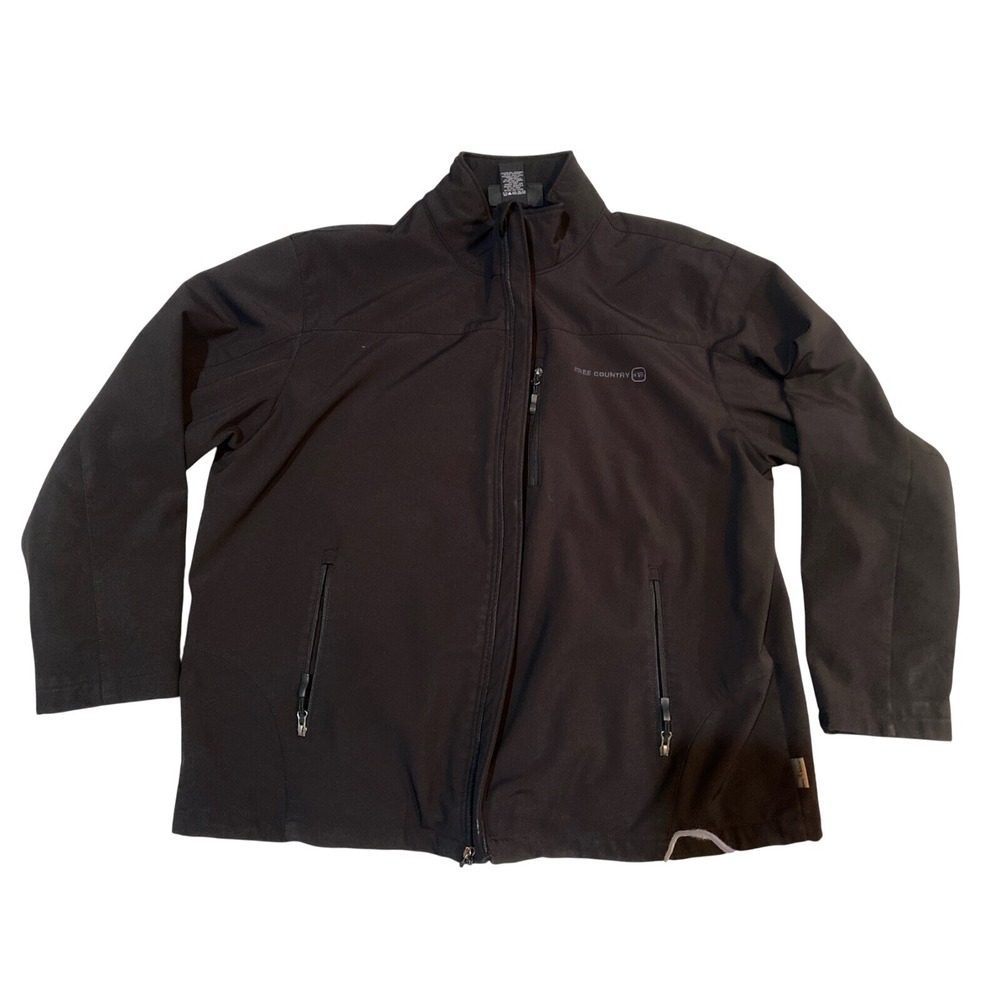 Free Country Mens Black Water Resistant Softshell Fleece Lined Jacket Large